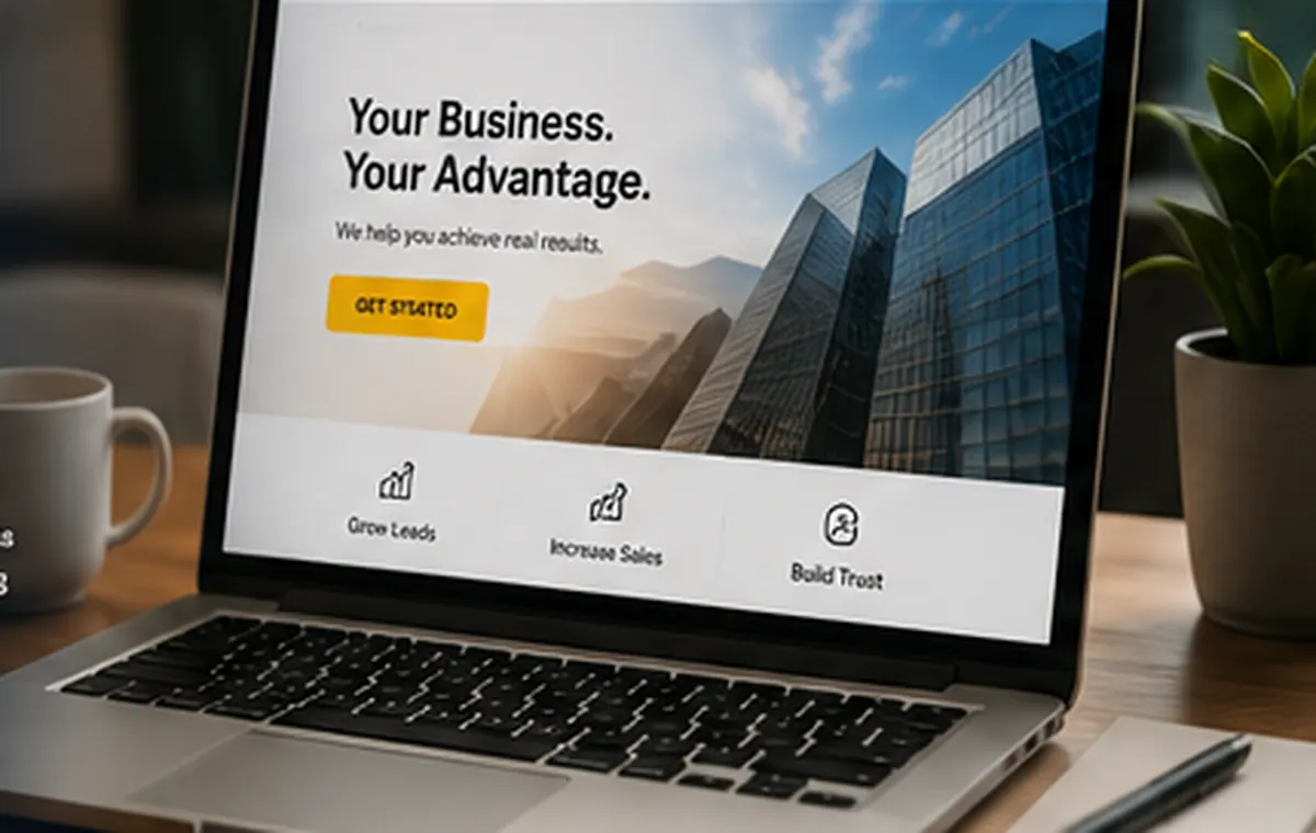 Landing page design workspace showing a conversion-focused website concept